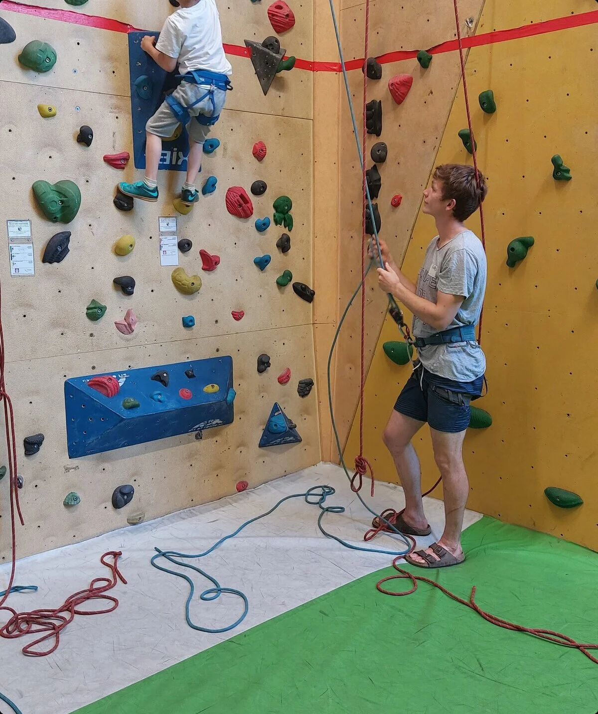 Kinder und Erwachsene der Climb&Coffee Gruppe klettern am Seil | © DAV/Freiburg-Breisgau/Josephine Kerzel/Climb&Coffee